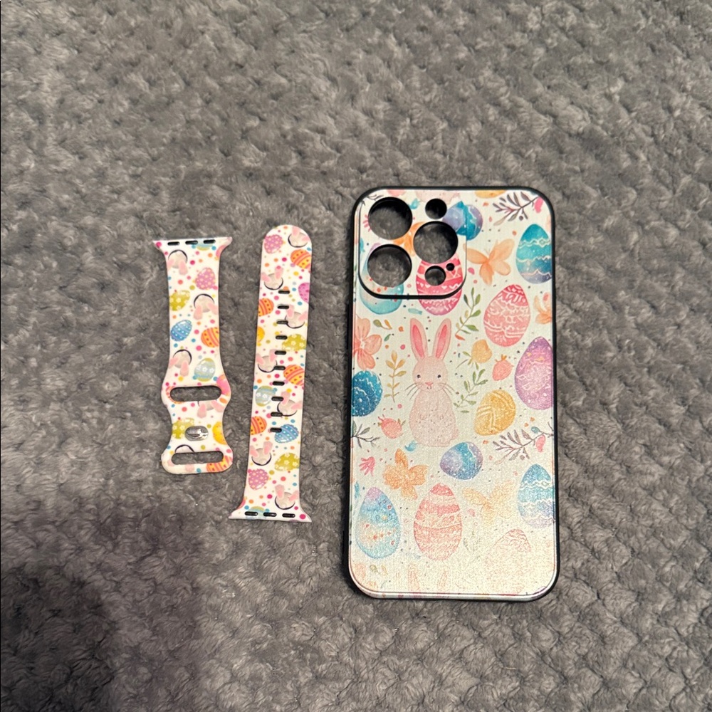 Easter Bunny and Eggs Phone Case and Watch Band Set